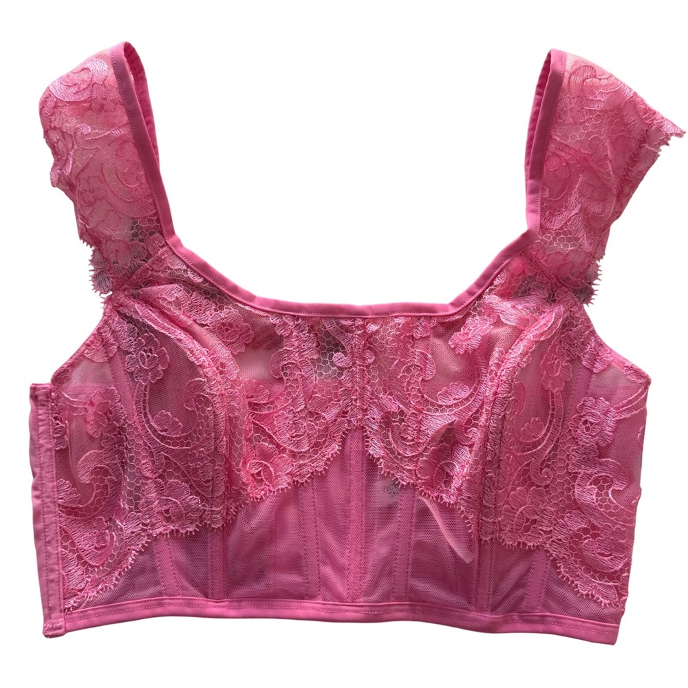 Victoria's‎ Secret Pink Lace Corset Bralette Bustier Top M Retro Romantic